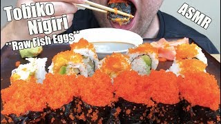 ASMR Tobiko Nigiri  SUSHI  Crunchy Raw Fish Eggs  aka Masago  AuzSOME Austin [upl. by Cul]