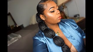 How To  Rubberband Ponytail With Kanekalon Braiding Hair  On Short Natural Hair [upl. by Caitrin]