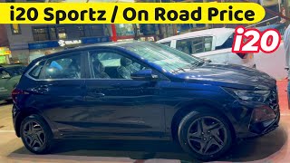 All New 2023 Hyundai i20 Sportz 🔥 Starry Night colour walkaround on road price car i20 [upl. by Annodam492]