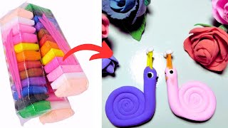 ক্লে দিয়ে শামুক বানানোর আইডিয়া 🐚🥰 How to make cute snails using super soft clayMake clay craft🐚🥰 [upl. by Assirat110]