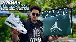 Jordan 4 Oxidized Green  Pickup Review On Feet Lace Swap amp Sizing Tips [upl. by Helfand]