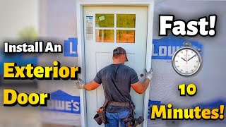 How To Install An Exterior Door In 10 Minutes  Beginners Guide [upl. by Inafit947]