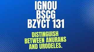 IGNOU BZYCT 131  Distinguish between anurans and urodeles [upl. by Neztnaj]