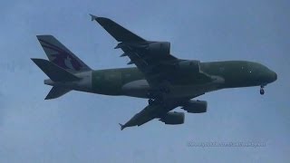 Qatar Airways A380 A7APC landing approach to Hamburg Finkenwerder [upl. by Blank]