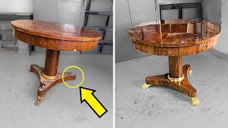 Amazing Restoration of an 19th Century French Mahogany Centre Table  Arie Furniture Restoration [upl. by Aissej]