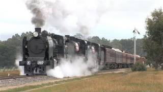 Triple headed Steam train arrives into Muckleford on a VGR special Sat 060908 [upl. by Warder]