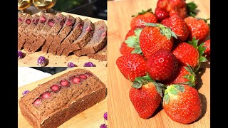 No Oven Strawberry cakePressure cooker loaf cakeInstant tea cake [upl. by Cristiona]