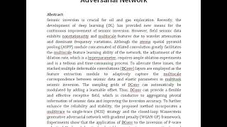 Multitask Seismic Inversion Based on Deformable Convolution and Generative Adversarial Network [upl. by Keg455]