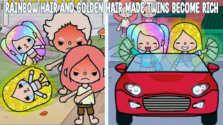 Rainbow hair and golden hair Made Twins Become Rich  Toca Life Story  Toca Boca [upl. by Eenhpad357]