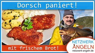 Ich liebe dieses leckere und knusprige Fischfilet Kabeljau mit frischem Brot paniert [upl. by Dragon974]