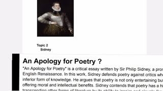 An Apology for Poetry by Sir Philip Sidney  Literary Criticism Theories englishliterature [upl. by Bertine]