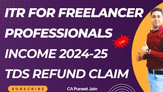 How To File ITR for Professional Income AY 202425 how to file ITR4 Freelancers  ITR for Business [upl. by Drislane]