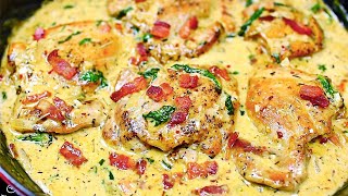 Creamy Garlic Parmesan Chicken Thighs  Easy Chicken Recipe [upl. by Blondie]