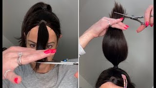 How to Easy Way Cut chunky layers at home  DIY Quick Layered Long Haircut [upl. by Dlabihcra]