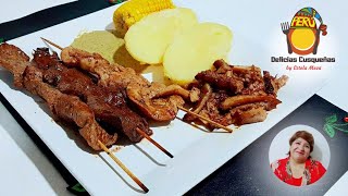 COMO HACER ANTICUCHOS MIXTOS DE4 CARNES PERUANO COMIDA TÍPICA COCINA PERUANA [upl. by Yerg]