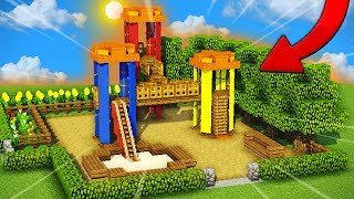 MINECRAFT COMO HACER UN EPICO PARQUE DE JUEGOS PARA EL PATIO DE TU CASA  MINECRAFT VS MINEWORLD [upl. by Ahtiekal163]