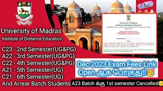 Dec 2023 Exam Fees Pay பண்ற Link Open ஆக போகுது 🥳  Madras University IDE  Classlike [upl. by Ahsenrad]