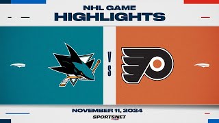 NHL Highlights  Sharks vs Flyers  November 11 2024 [upl. by Yrogerg465]