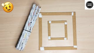 Newspaper photo frame  photo frame making at home  newspaper craft  best out of waste [upl. by Atiuqahc]