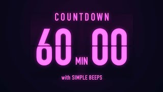 60 Minutes Flip Clock Timer  With Simple Beeps 🟣 [upl. by Nahtahoj]