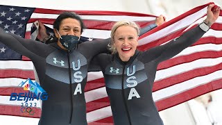 USAs Humphries Meyers Taylor go onetwo in womens monobob  Winter Olympics 2022  NBC Sports [upl. by Zeba971]