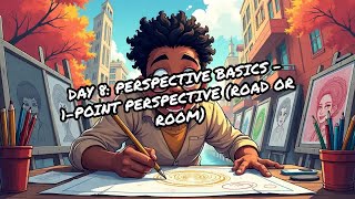 Day 8 Perspective Basics – 1Point Perspective Road or Room [upl. by Alliuqal]