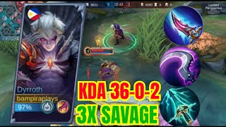 DYRROTH NAMBULABOG SA GRANDMASTER 3X SAVAGE PLUS 4 MANIAC KDA 3602 [upl. by Nosiaj]