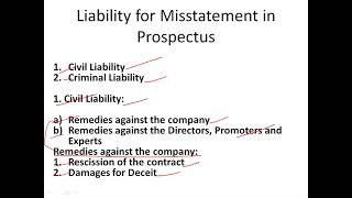 Law Session 21 Liability for Misstatement in Prospectus [upl. by Pelson269]