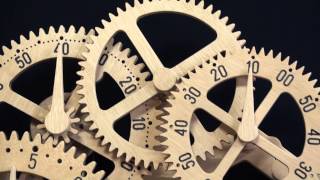 Wooden gear clock Genesis design by Clayton Boyer [upl. by Fairman855]