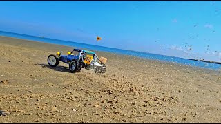 Driving my SPECIAL EDITION Tamiya at THE BEACH  Tamiya Wild One Blockhead Motors [upl. by Motteo]