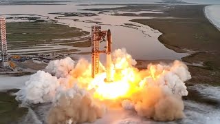 Blastoff SpaceX Starship launches on 5th flight nails chopsticks booster catch [upl. by Delores]