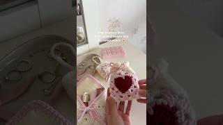 from crochet granny square to a cute heart drawstring pouch 💌 craft diy [upl. by Drye225]