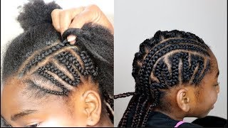 SIMPLE ZIGZAG CORNROWS FOR KIDS  PROTECTIVE STYLE [upl. by Korten]