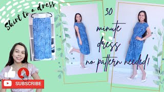 DIY Elastic Waist Dress out of an Old Maxi Skirt The easiest dress ever [upl. by Williamsen187]