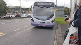 Bus Journey First Cymru Router X2 Culverhouse CrossMermaid Quay  Wright Streetlite 47639 [upl. by Aisinoid]