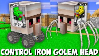 How to CONTROL A IRON GOLEM HEAD in Minecraft  SCARY SPIDER vs SUPER CAR GOLEM HEAD [upl. by Nilats]