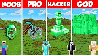 Emerald House Build Battle Challenge  Noob vs Pro vs Hacker vs God  Minecraft Animation [upl. by Torp]