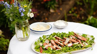 Lisa Faulkner  Steak Tagliate with pea shoot salad [upl. by Nylia]