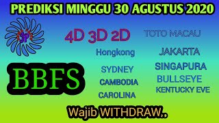 PREDIKSI 30 AGUSTUS 2020  BBFS ANGKA MAIN JITU TOTO MACAU  HK  SD  SGP  JAKARTA  4D  3D 2D [upl. by Franklyn509]