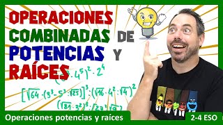 💡Operaciones combinadas con potencias y raíces  domina varios ejemplos resueltos para no perderte [upl. by Adaran]