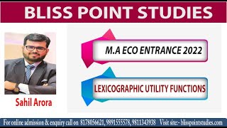 M A ECONOMICS ENTRANCE 2022  LEXICOGRAPHIC UTILITY FUNCTIONS [upl. by Shuler]