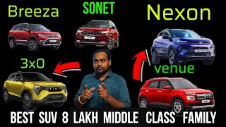 Top 5 Best Suv 8 lakh to 10 lakh  Nexon vs Breeza vs venue vs sonet vs 3xo vs Kylaq  compact Suv [upl. by Rachaba]