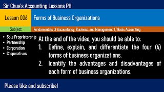 Lesson 006  Forms of Business Organizations [upl. by Atil76]