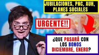 🚨ATENCIÓN🚨FIN DE BONOS Diciembre 2023¿Vendrán Mas Bonos Para Jubilados Pensionados AUH en Enero [upl. by Arikihs]