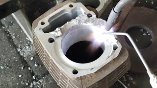 how to weld aluminum for the cylinder block so it doesnt become porous brazing welder [upl. by Eet835]