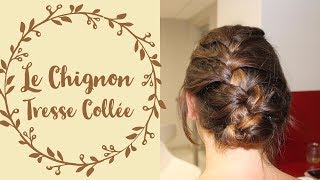 Le chignon tresse collée  Coiffure spéciale cheveux courtsmi longs amp raides [upl. by Arbuckle]