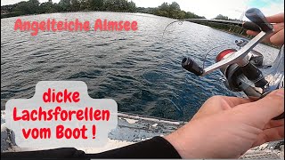 Forellenangeln im Sommer Lachsforellen Boot Powerbait Angelteiche Almsee Ultralight Angeln Trout [upl. by Luing898]