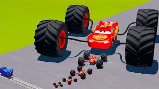 TRANSPORTING PIXAR CARS amp FRUITS WITH COLORED amp JOHN DEERE vs CLAAS vs TRACTORS  BeamNGdrive 962 [upl. by Notliw]