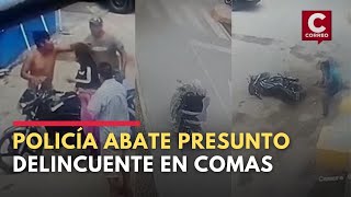 CÁMARAS captan momento en que POLICÍA abate a delincuente que lo asaltó en Comas [upl. by Huang]