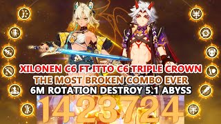 Xilonen C6 ft Itto C6  The Most Broken Combo Ever  14M DMG Nuke amp 6M Rotation Destroy 51 Abyss [upl. by Olaznog]